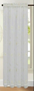 Embroidered Voile Net Curtain Panel Rod Pocket Slot Top Single Panel Floral - Picture 1 of 13