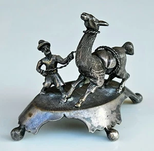 Estatuilla miniatura de escritorio vintage de plata de ley 925 con llamas peruanas 111 - Imagen 1 de 10