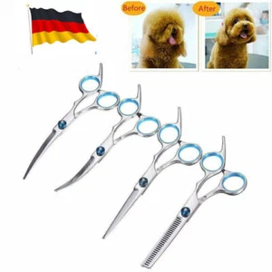 4tlg Profi Hunde Haarschere Hundescheren mit Effilierschere zur Fellpflege set - Bild 1 von 12