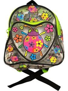 Mini zaino vintage Lisa Frank trasparente coccinella fiori cuore tasca anni 90 Y2K - Foto 1 di 10