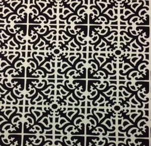 WAVERLY PARTERRE EBONY BLACK MEDITERRANEAN TILE DAMASK FABRIC BY YARD 54"W - Picture 1 of 5