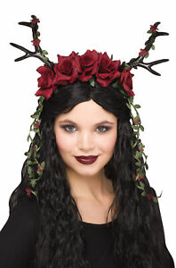 Faun Fantasy Antlers Flower Crown Headpiece (Red)