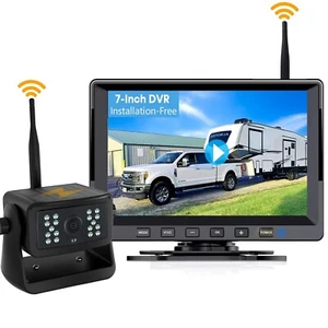7" Wireless DVR Monitor Solar Magnetic Reverse Backup Camera For Caravan Trailer - Picture 1 of 18