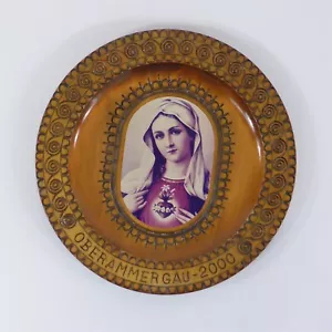 Holz Wandteller Marienbildnis Oberammergau Holzschnitzerei Edgar Schwer (164) - Bild 1 von 6