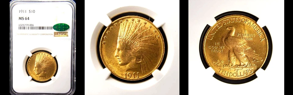 1911 $10 NGC/CAC MS64-PQ CABEÇA DE ÍNDIO ÁGUIA --- - Imagem 1 de 1