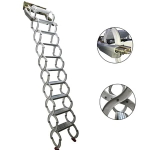 8.2ft White Wall Mounted Loft Wall Ladder Pull Down Folding Loft Ladder Stairs - Picture 1 of 11
