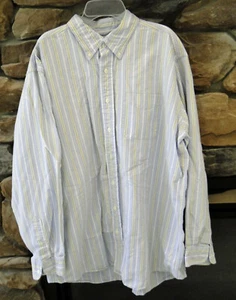 LL BEAN Men's Large Tall Blue Stripe Oxford Long Sleeve 100% Cotton Dress Shirt - Imagen 1 de 7