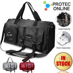 Sports Gym Bag Waterproof Travel Folded Duffel with Wet Pocket Shoe Compartment - Picture 1 of 14