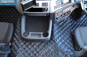 TRUCK ECO LEATHER FLOOR MATS SET-BLACK FIT DAF CF EURO - 6 AUTOMATIC - Picture 1 of 3