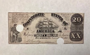 ~ T-18 - 1861 $20 TWENTY DOLLARS CSA CONFEDERATE STATES OF AMERICA - Picture 1 of 2