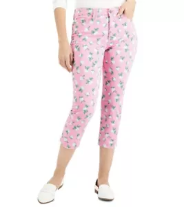 Charter Club Women's Bristol Printed Skinny Capri Jeans Bubble Bath Size 14 - Picture 1 of 4