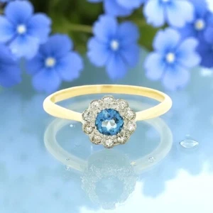 Antique 18ct Gold Diamond and Sapphire Cluster Ring c1900 - Picture 1 of 8