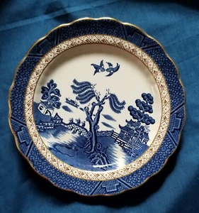 STÄNDE BLAUE WEIDE "ECHTE ALTE WEIDE" 7 5/8" SALATTELLER GOLDRAND TOP - Bild 1 von 5