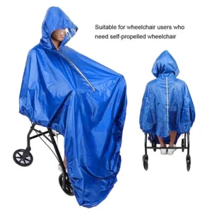 Wheelchair Poncho Cover Waterproof Rain Cap Hooded Coat Mobility Elderly Aid - Foto 1 di 8