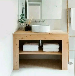 Mobile bagno in legno massello in stile industrial design cm 120 x 40 x 80 - Foto 1 di 3