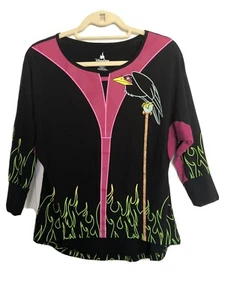 Disney Parks Maleficent Women’s Size Small Shirt Top 3/4 Length Sleeve Crow - Picture 1 of 3
