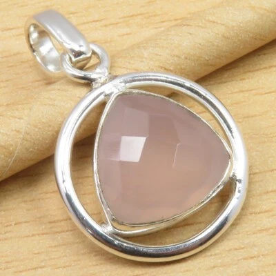 Pingente de pedra preciosa natural QUARTZO ROSA 1,5" 925 prata coleção de joias com desconto - Imagem 1 de 2