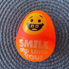 Colorful Smiley  2" Plastic Easter Egg "Smile God Loves You"Orange $10=free ship