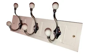 Appendiabiti da parete Brainerd legno 18” appendiabiti sfera ceramica cromata Lrg 3 ganci - Foto 1 di 4