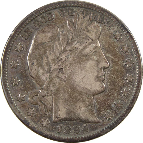 1894 S Barber Half Dollar VF Very Fine 90% Silver 50c Coin SKU:I5005 Cover