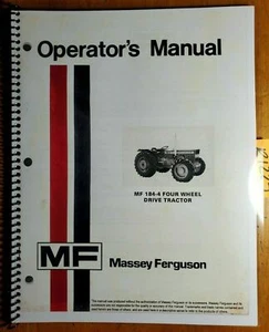 Massey Ferguson MF 184-4 Four Wheel Drive Tractor Owner's Operator's Manual 9/76 - Picture 1 of 12