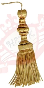 Goldene ausgefallene Borla Holz Quaste mit goldenen Metalldraht Fransen - Bild 1 von 1
