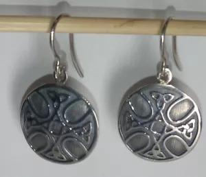 Cruz Celta Sterling Silver Celtic Round Dangling Earrings - Picture 1 of 9