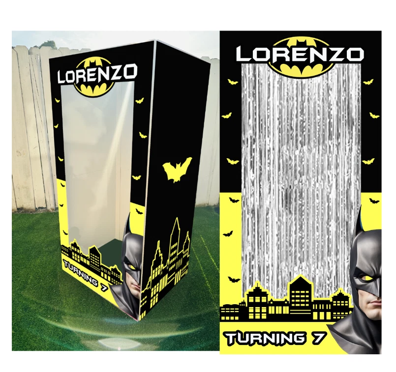 Cabina de fotos de inspiración Batman, caja de fotos de cumpleaños, utilería de Batman, fiesta de cumpleaños, Foto 1 de 4