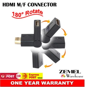 180° Degree Rotating Male to Female HDMI Cable Adapter Connector v1.4 Compatible - Picture 1 of 5