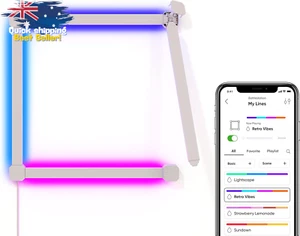 Smart RGBW LED Wall Lights Kit 4 Lines WiFi App Control Gaming Home Decor 90° - Picture 1 of 12