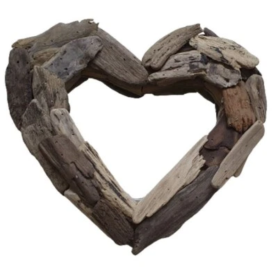 Handmade Driftwood Heart Shape Mirror, Coastal theme Mirror - Image 1 of 3