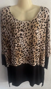 Calvin Klein WOMENS Animal Print Blouse Shirt Top SZ 2X Popover Stretchy - Picture 1 of 5
