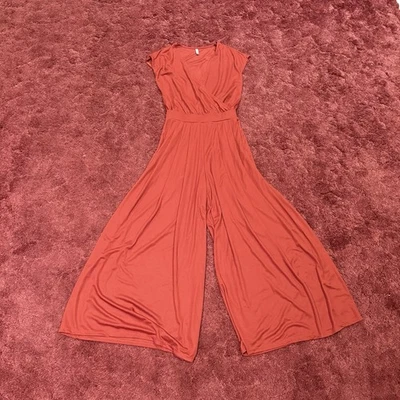 Mono informal Halara para mujer cuello en V sin mangas bolsillo pierna ancha gofre XS Foto 1 de 4