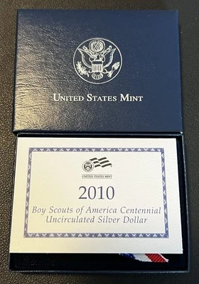 2010 Boy Scouts Of America Centennial Silver Dollar US Mint OGP COA - Image 1 of 4