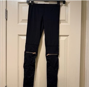 Terez Black Leggings with Gold Zipper Accents Size Large Girls  - Picture 1 of 4