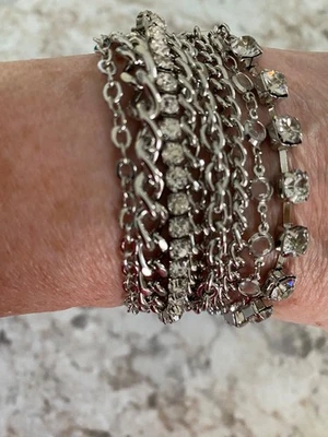 PULSERA CHICOS PLATA CRISTALES ELÁSTICOS ETIQUETA NUEVA Foto 1 de 3