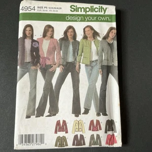 NUEVO Simplicity 4954 Mujer Pequeño Forrado Diseña Tu Propio Patrón Chaqueta Talla 12-20 - Imagen 1 de 6