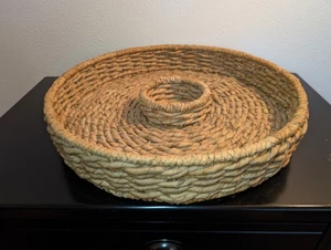 Sturdy Large Wicker Rattan Chip And Dip Serving Basket Tray 18" - Picture 1 of 9