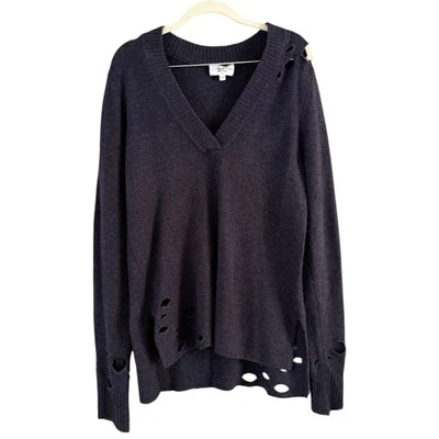 Feel The Piece Terre Jacobs Sweater Navy Blue Wool Alpaca Distressed Hobo OS - Image 1 of 4