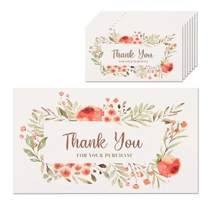 Thank You For Your Order Cards 100 Pack Floral Thank You For Your Purchase Card. - Picture 1 of 7