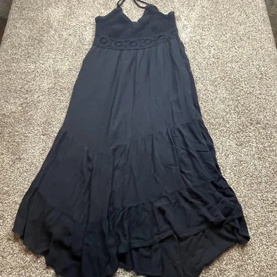 Vestido Hollister para mujer XL azul marino maxi halter con volantes en capas muñeca bebé Foto 1 de 4