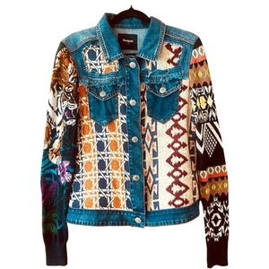 Desigual Icon Denim Jacket Womens Size L Large Long Sleeve Collared Button - Picture 1 of 22