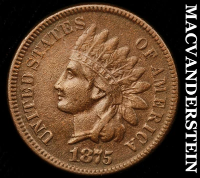 1875 Indian Head Cent - Scarce  Extra Fine  Semi-key  Better Date  #G978 - Image 1 of 2