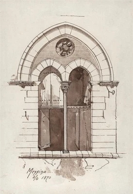 WILLIAM CLEVERLY ALEXANDER Painting MESSINA ITALY ARCHITECTURE - 1870 GRAND TOUR - image 1 of 4