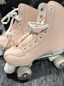 Pastellrosa Quad Rollschuhe Damen Indoor Outdoor Weiß Rollen Retro - Bild 1 von 10