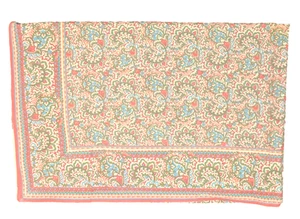 April Cornell Tablecloth Paisley Coral Green Yellow  58” X 86” - Picture 1 of 5
