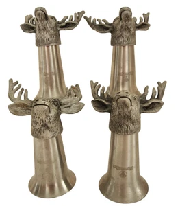 Jägermeister Set 4 Bock Hirsch Hirschkopf Schnapsgläser Zinn & Edelstahl schönes Gestell - Bild 1 von 5