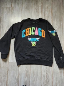 Prostandard NBA Black Chicago Bulls Neon Heavyweight Sweatshirt Men's Size M - Picture 1 of 10