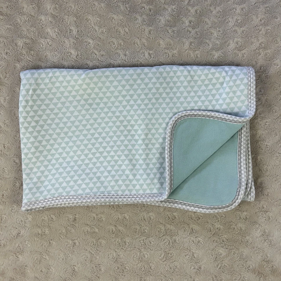 Skip Hop Triangle Print Baby Blanket Gray White Blue Reversible Cotton Lovey - Image 1 of 4