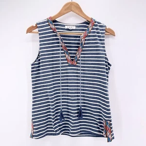 THML Womens Small Tank Top Blue Stripe Aztec Detail Boho Summer Casual - Picture 1 of 7